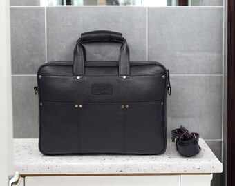 Ben Black laptop bag, leather briefcase