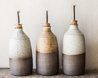 Oil bottles/ Vinegar bottles/ Stoneware/ Recycled/ Handmade ceramics