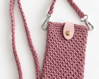 Crochet Phone Bag Crossbody, Handmade Cotton Phone Pouch with Strap, Small Crossbody Bag, Cell Phone Bag, Boho Purse, Gift for Her