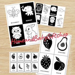 Black and white baby cards, newborn contrast card Montessori cards for infants printable black white baby contrast cards for infants
