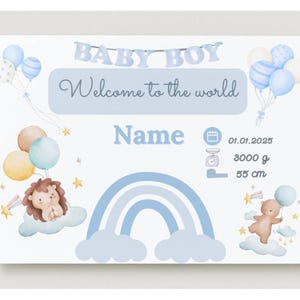Tarjeta de nacimiento, tarjeta de nacimiento personalizable para imprimir, descarga digital, tarjeta de bebé editable, plantilla de regalo de bebé DIY, etiqueta con nombre