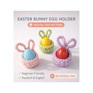 Häkelanleitung Eier Untersetzer Hase | Osterdeko häkeln | PDF Deutsch & Englisch | Bunny Egg Coaster Crochet Pattern