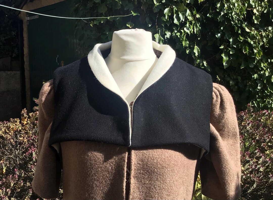 16th Century Partlet, Elizabethan Black Partlet, Hand Sewn Wool Partlet ...