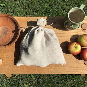 Small antique linen bag, medieval reenactment, hand sewn sack, medieval kitchen, medieval storage