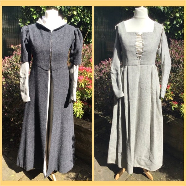 Tudor outfit consisting of kirtle, gown, partlet and coif, pre-loved, teen/petite ladies kirtle and gown, hand sewn Tudor reenactment gown,