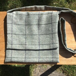 Certificat de pèlerinage, sac médiéval, sac de voyageur, sac en laine à carreaux, cousu main