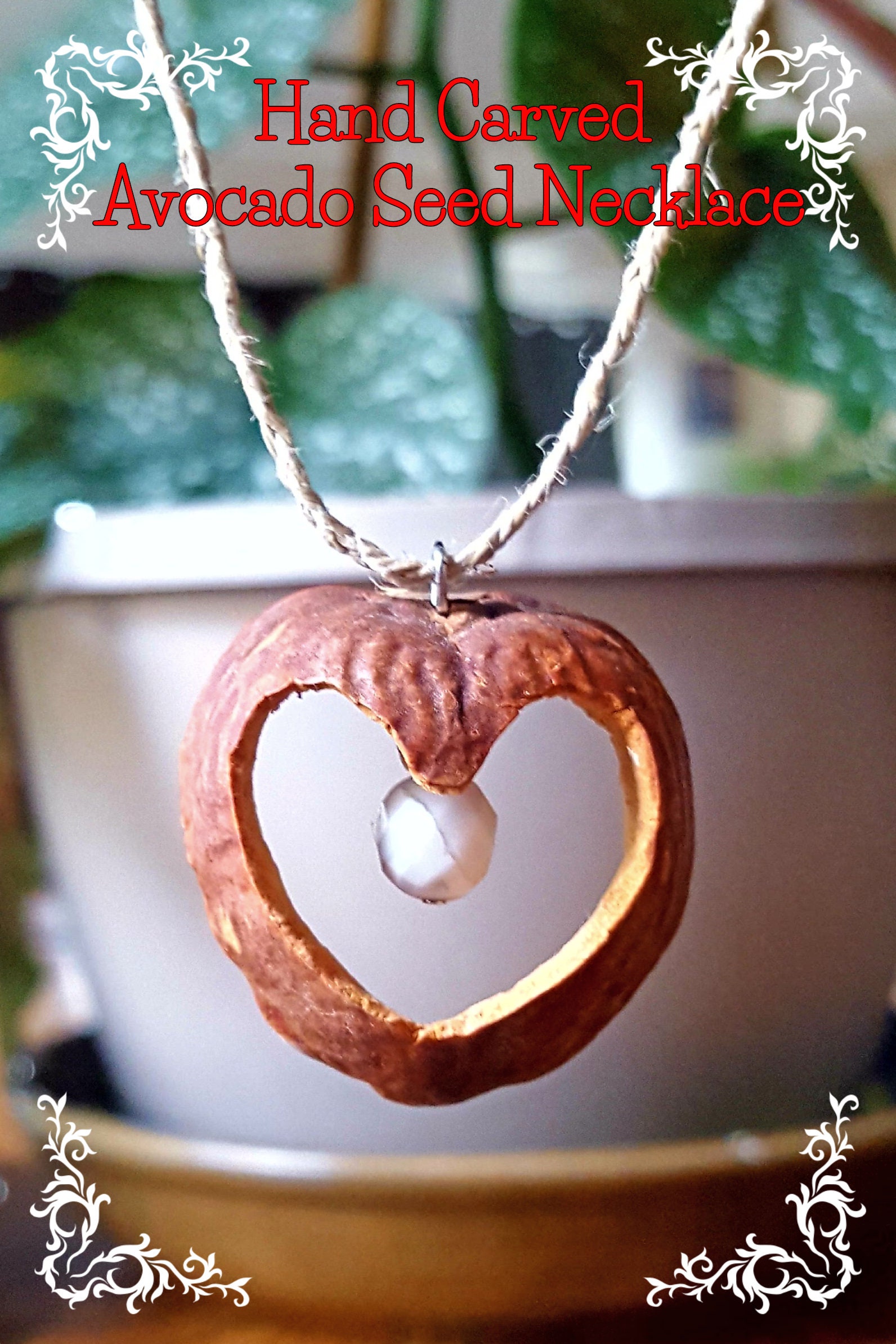 Hand Carved Avocado Seed Necklace - Etsy