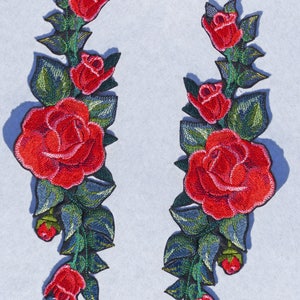 Fusible patch embroidered patch "A branch of red roses", patch embroidered Patch Iron on patch embroidered iron Applique