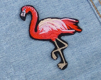 Ultrasound, Thermocollant Patch, Embroidered Patch, Iron on Patch, Embroidered Iron Apply, Pink Flamingo, Flamingo