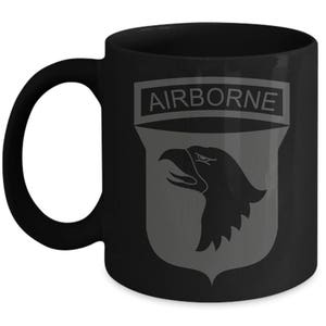 101st Airborne Coffee Mug - Army Coffee Mug - Grey Logo - Black or White Mug