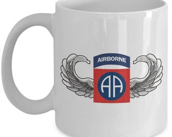 82nd Airborne Coffee Mug- Airborne Wings- Army mug - Black or white
