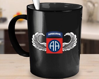 82nd Airborne Coffee Mug- Airborne Wings- Army mug - Black or white
