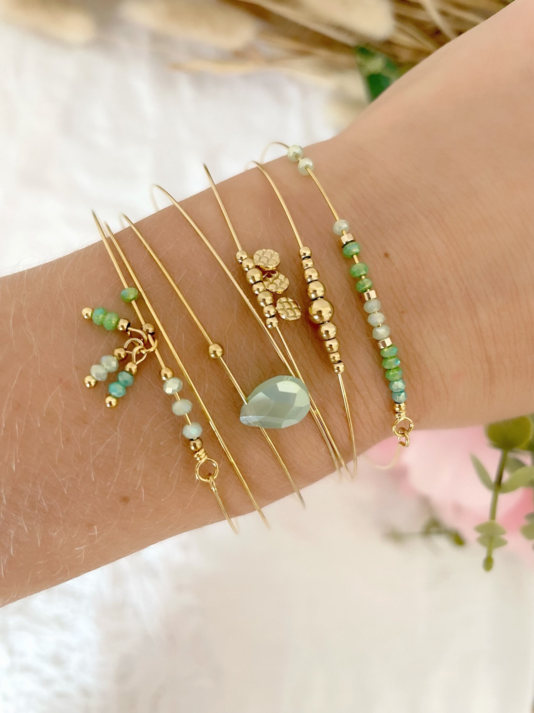Ensemble de 7 bracelets femme en métal doré-bijoux fantaisie Plérin