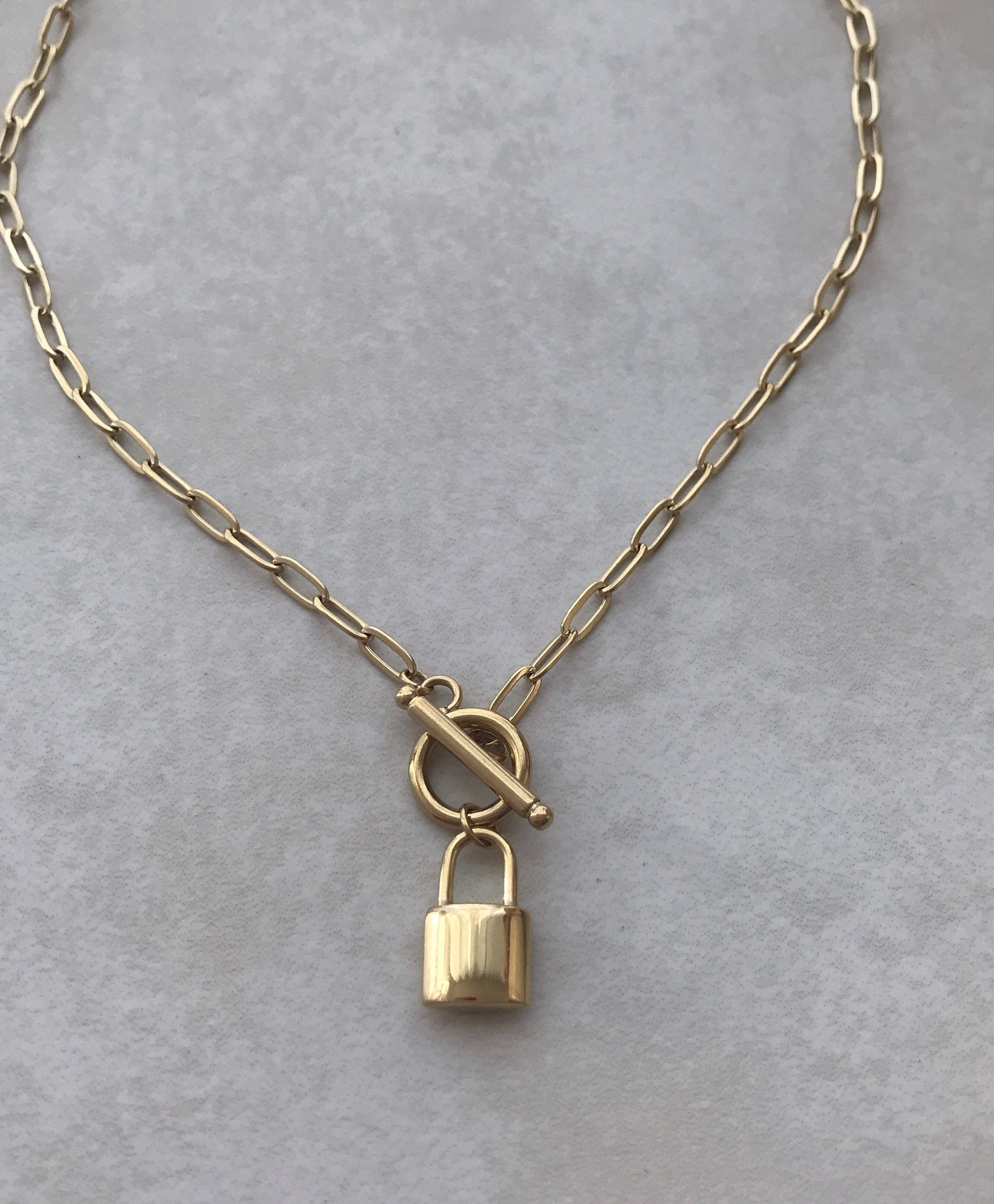 Lock pendant necklace gold lock necklace lock collar lock Etsy