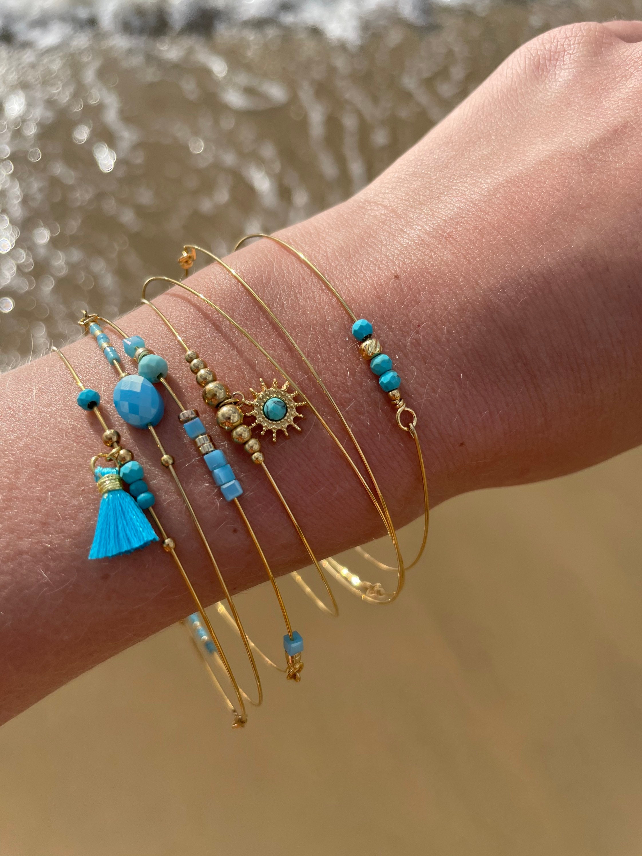 Ensemble de 7 bracelets femme en métal doré-bijoux fantaisie Plérin
