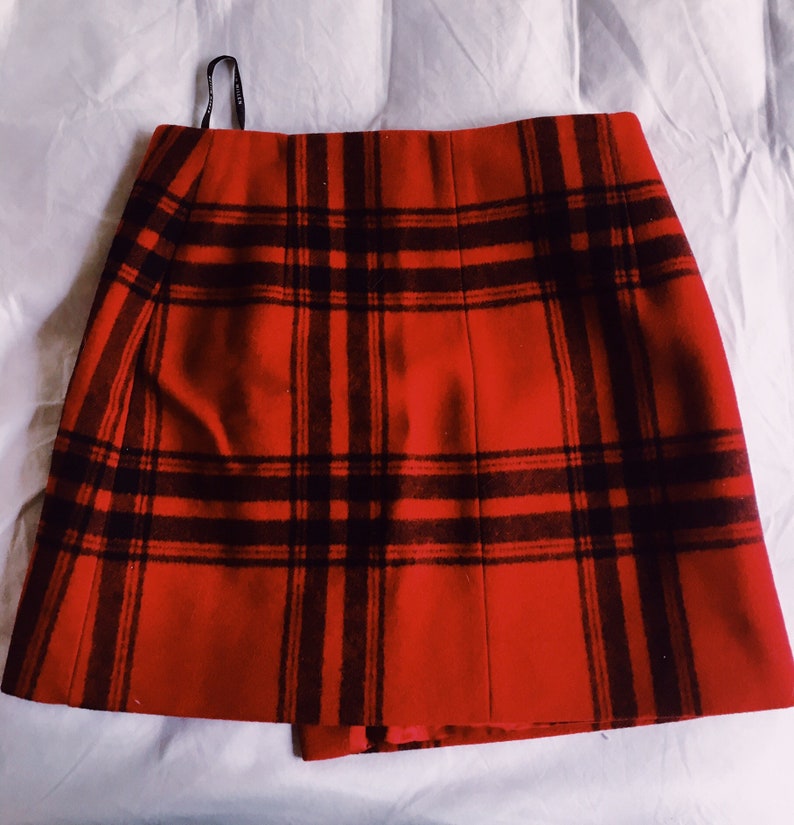 Vintage red checkered cashmere mini skirt