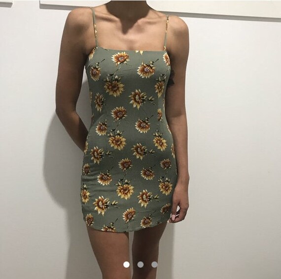Vintage Floral 1990s Bodycon Dress