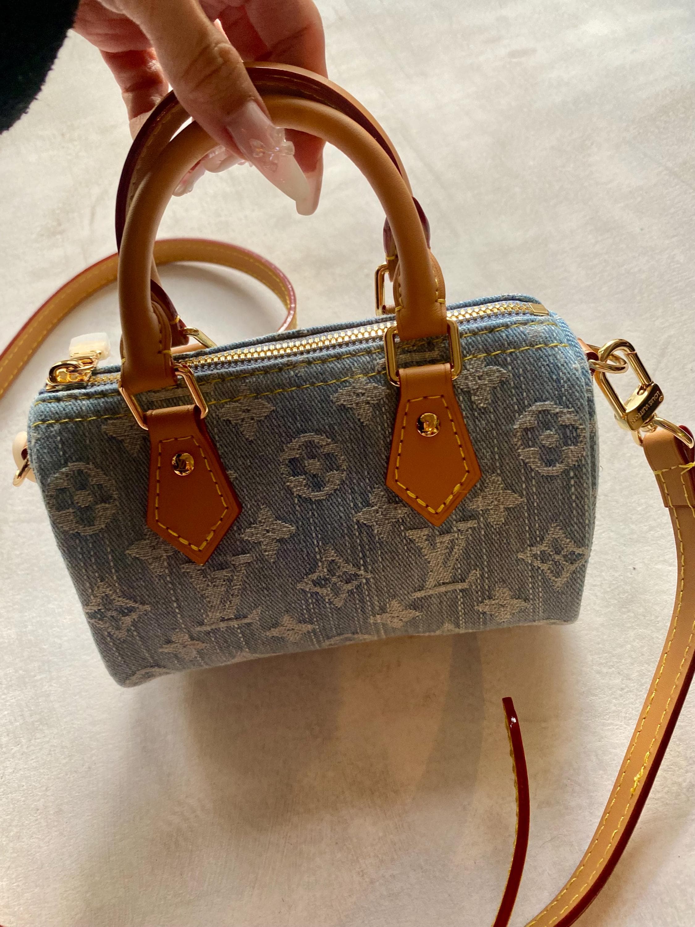 Vintage LOUIS VUITTON Monogram Denim Nano Speedy Hand Bag Blue - Etsy