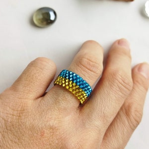 Blue and yellow ring Ukraine flag ring Ukrainian jewelry