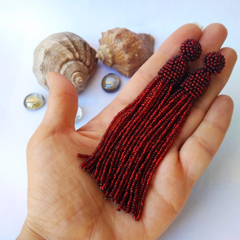 Burgundy Earrings - Etsy