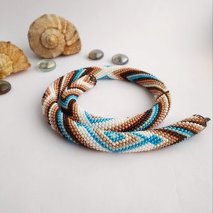 Native beaded necklace Geometris Jewelry Long Seed Beaded Statement Beadwork necklace Gift for woman Everyday jewelry