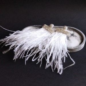 Weiße Quaste Feder Ohrringe Hochzeit baumeln Ohrringe Niedlicher Brautjungfer Schmuck