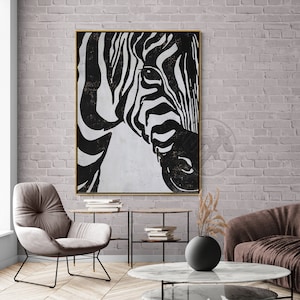 Large Abstract Animal Painting on Canvas, Zebra Wall Art Ethan Hill H252V image 1