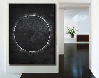 Large abstract painting on canvas, verticcal abstract art, hand painted black white original painting. FREE shipping. Ethan Hill Art No.H13V