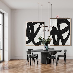 Oversized Set of 2 Abstract Wall Art - Hand Painted Abstract Canvas with Rich Texture and Layers | By Ethan Hill