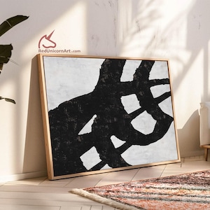 Minimalist Giclée Canvas Print | Black and White Abstract Wall Art for Japandi Interiors