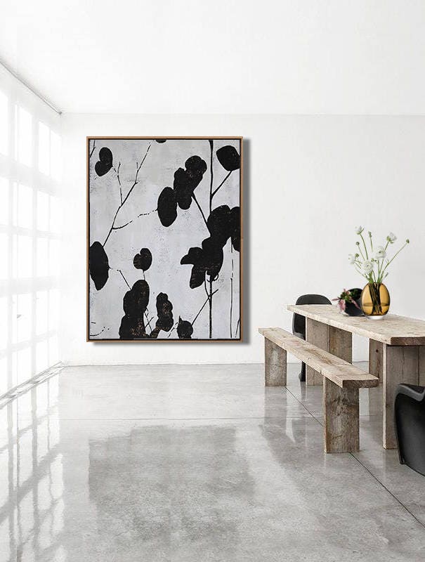 Mid eeuw moderne kunst woonkamer art decor grote muur kunst. | Etsy