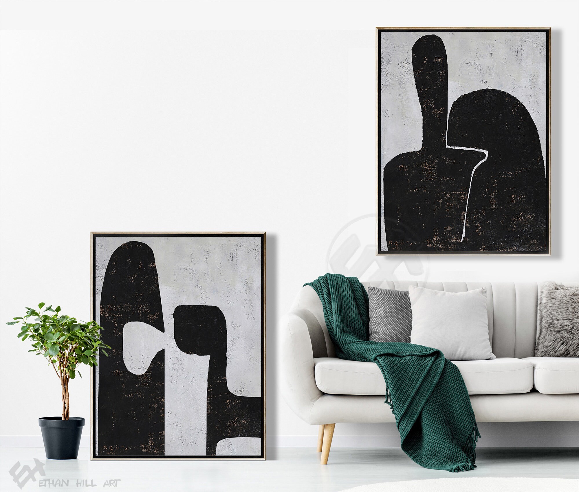 Oversized Set of 2 Canvas Wall Art Large Painting on Canvas Etsy