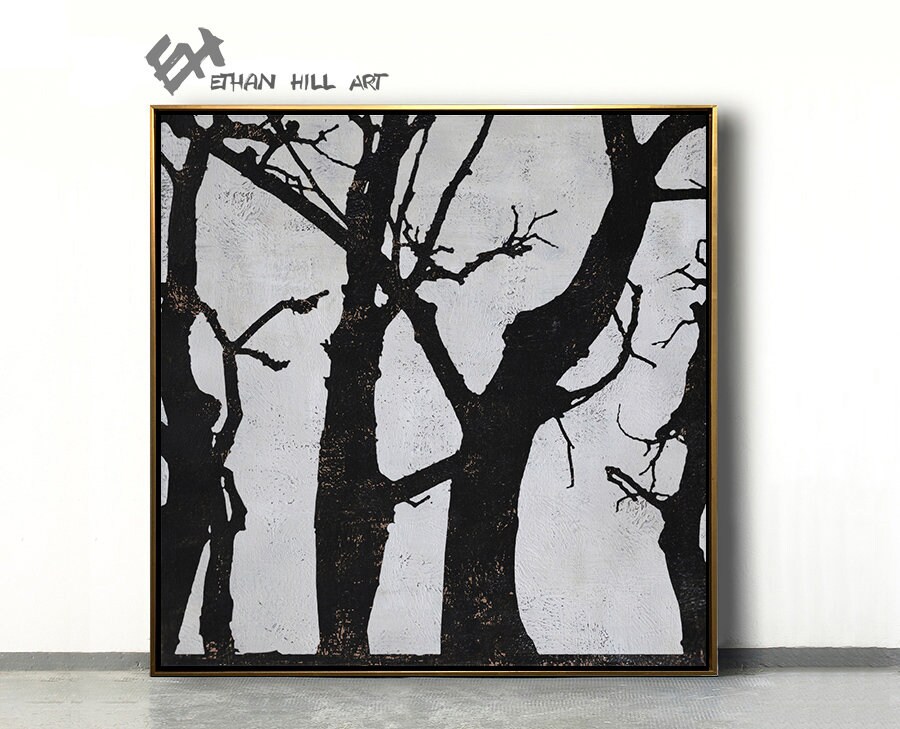 Abstract Tree Painting on Canvas Wall Art Decor Minimalist | Etsy