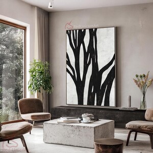 Black and White Tree Branches Canvas Art | Extra Large Original Painting