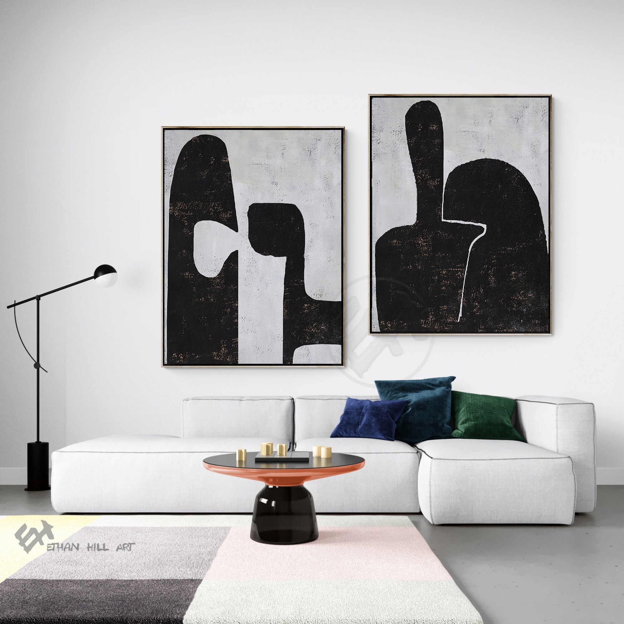 Oversized Set of 2 Canvas Wall Art Large Painting on Canvas Etsy
