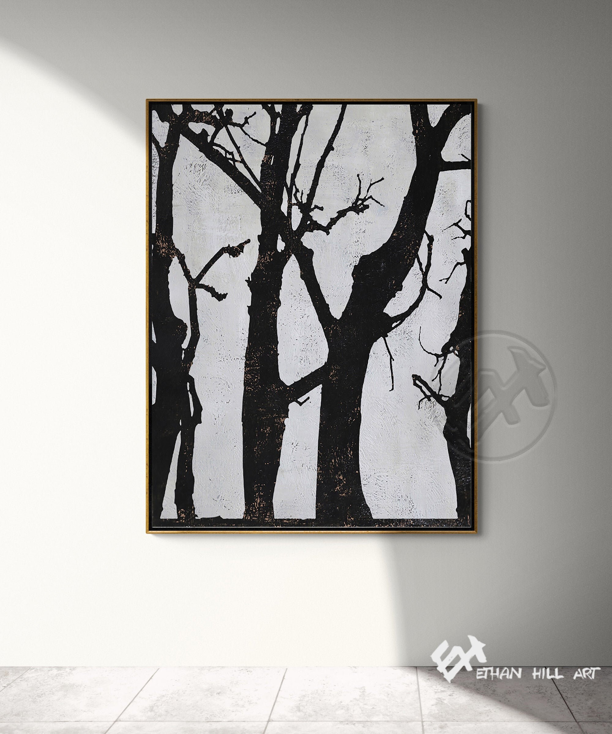 Large Abstract Tree Painting Canvas Wall Art Original Artwork | Etsy