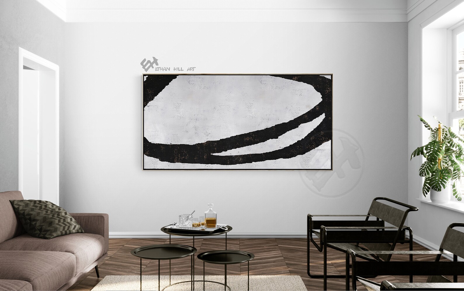 View of Large Geometric Art Geometrical Painting Canvas Wall Art - Etsy