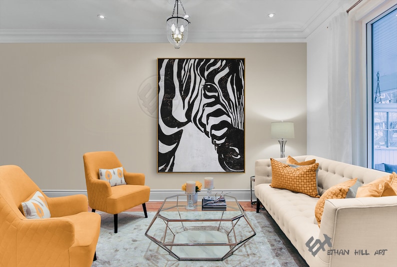 Large Abstract Animal Painting on Canvas, Zebra Wall Art Ethan Hill H252V image 9