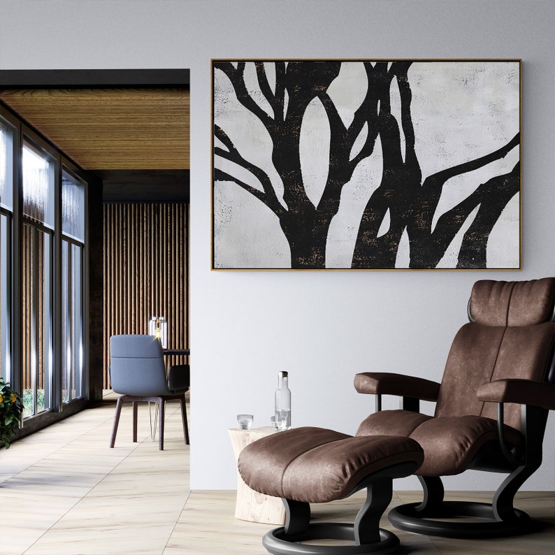 Large Abstract Tree Painting Canvas Wall Art Original Artwork Etsy