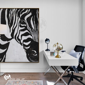 Large Abstract Animal Painting on Canvas, Zebra Wall Art Ethan Hill H252V image 6