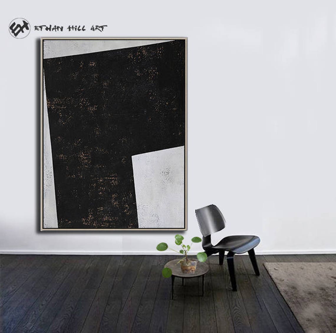 Black White Canvas Art Large Geometric Art Vertical Wall Art | Etsy