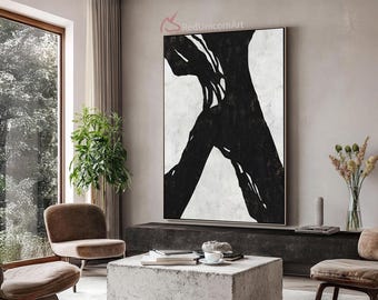 Monochrome Abstract Artwork  Contemporary Minimalist Painting  Neutral Wall Decor |  By Ethan Hill