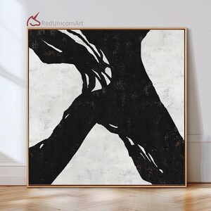 Monochrome Neutral Wall Decor | Contemporary Minimalist Painting on Canvas image 8