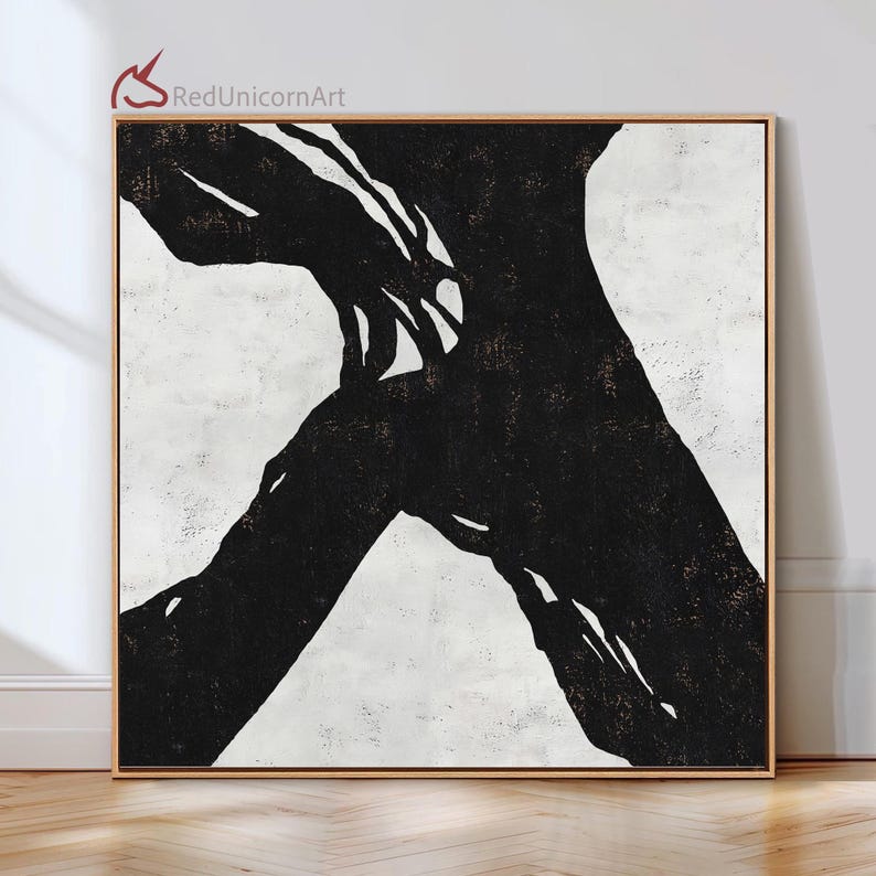 Monochrome Neutral Wall Decor | Contemporary Minimalist Painting on Canvas image 8