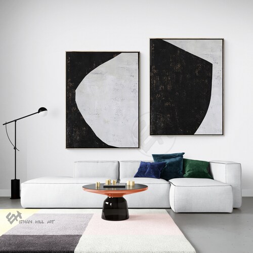 Large Set of 2 Minimalist Painting Canvas Wall Art Ethan Etsy