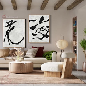 Oversized Chinese Calligraphy Painting - Hand Painted Abstract Canvas with Rich Texture and Layers  | &quot;Sea of Blossoms&quot; By Ethan Hill