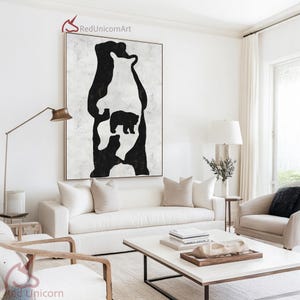 Oversized Abstract Bear Painting on Canvas for Nursery Wall Decor | &quot;Bond of Love&quot; By Ethan Hill