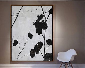Mid Century Modern Art, Living Room Art Decor, Large Wall Art. Black, White, Brown - Ethan Hill Art No.H155V