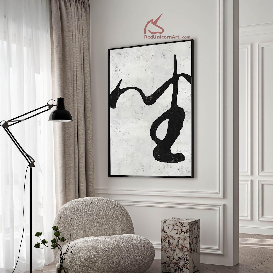 Black and White Minimalist Giclée Print | Textured Chinese Calligraphy ...