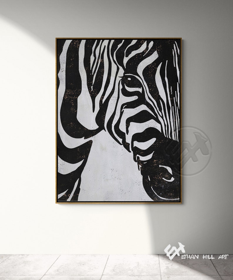 Large Abstract Animal Painting on Canvas, Zebra Wall Art Ethan Hill H252V image 5